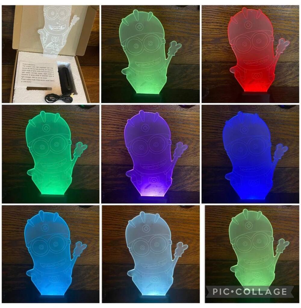Minions LED Color Changing Night Light 8” USB Despicable Me NIB Gift for Kids